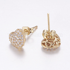 Brass Micro Pave Cubic Zirconia Stud Earrings&nbsp;X-EJEW-F125-08G