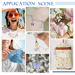 36Pcs 6 Colors Transparent Spray Painted Glass Butterfly Pendant Decorations&nbsp;HJEW-PH02253