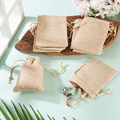 20Pcs Rectangle Polyester Imitation Burlap Packing Pouches Drawstring Bags&nbsp;ABAG-TA0001-96A