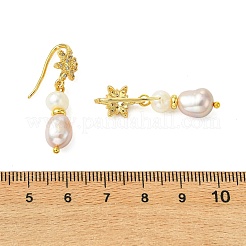 3 Pairs 3 Colors Natural Cultured Freshwater Pearl & Brass Cubic Zirconia Dangle Earrings&nbsp;EJEW-JE07265