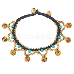 Bohemian Style Alloy Brass and Waxed Cord Charm Bracelets&nbsp;FS-WG541AE-02
