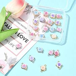 24Pcs 9 Colors Alloy & Resin Rose Flower Connector Charms&nbsp;FIND-FS0004-71