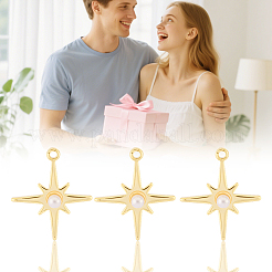 40Pcs Brass & ABS Plastic Imitation Pearl Charms&nbsp;KK-BBC0022-15