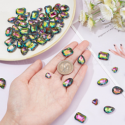 64Pcs 4 Style Glass Rhinestone Cabochons&nbsp;RGLA-FG0001-19