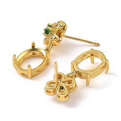 Rack Plating Brass with Cubic Zirconia Stud Earrings Finding&nbsp;KK-Z085-02G