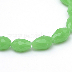 Teardrop Faceted Imitation Jade Glass Beads Strands&nbsp;GLAA-Q052-A