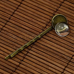 12mm Transparent Clear Domed Glass Cabochon Cover for Iron Hair Bobby Pin DIY Making&nbsp;DIY-X0071-NF