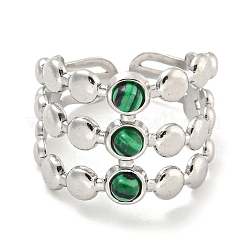 304 Stainless Steel Synthetic Malachite Cuff Rings&nbsp;G-Z056-05P-04