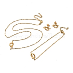 Knot 304 Stainless Steel Pendant Necklaces & Bracelets & Stud Earrings Sets for Women&nbsp;SJEW-C004-16G