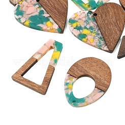 Walnut Wood & Transparent Resin Pendants&nbsp;WD-CBA583A-22