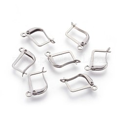 Tarnish Resistant 304 Stainless Steel Hoop Earring Findings with Latch Back Closure&nbsp;STAS-F188-06P