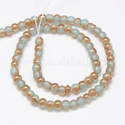 Electroplate Imitation Jade Glass Round Beads Strands&nbsp;EGLA-F037-4mm-M