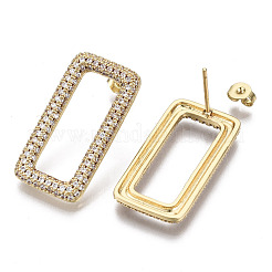 Brass Micro Pave Clear Cubic Zirconia Stud Earrings&nbsp;EJEW-T046-13G-NF
