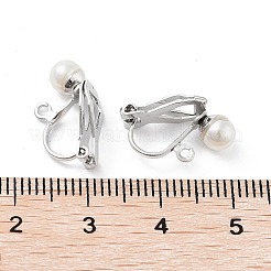 304 Stainless Steel Clip-on Earring Findings with Imitation Pearl Plastic Beaded&nbsp;STAS-H216-03A-P