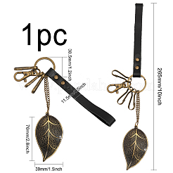 1Pc Vintage Alloy Leaf Leather Pendant Decoration&nbsp;KEYC-CA0001-45