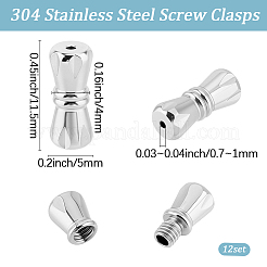 12Sets 304 Stainless Steel Screw Clasps&nbsp;STAS-BBC0009-42