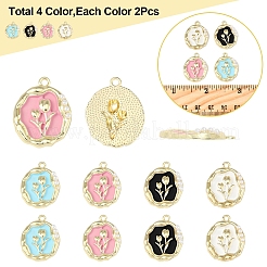 8Pcs 4 Colors Alloy Enamel Pandants&nbsp;ENAM-FS0002-22