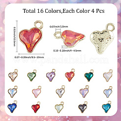 64Pcs 16 Colors Glass Charms&nbsp;FIND-SC0015-32G