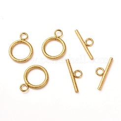 Ion Plating(IP) 304 Stainless Steel Textured Toggle Clasps&nbsp;STAS-A048-01G