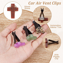 6Pcs 6 Styles Cross Natural Gemstone Car Air Vent Clips&nbsp;AJEW-OC00024