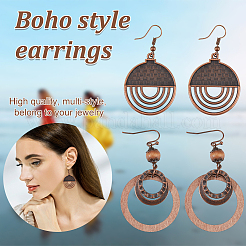 4 Pairs 4 Styles Alloy & Iron & Wood Dangle Earrings with Iron Pins&nbsp;EJEW-AN0004-58