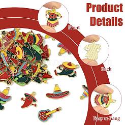36Pcs 12 Styles Cinco De Mayo Theme Alloy Enamel Pendants&nbsp;ENAM-FS0004-37