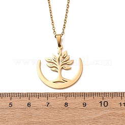 304 Stainless Steel Tree Pendant Cable Chain Necklaces for Men Women&nbsp;NJEW-K308-05D-G