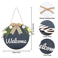 Welcome Sign Natural Wood Door Hanging Decoration for Front Door Decoration&nbsp;HJEW-WH0008-51