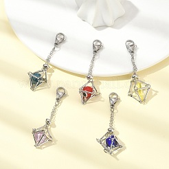 5Pcs Brass Braided Chain Pouch Empty Stone Holder Pendant Decorations&nbsp;HJEW-CJ0001-11P