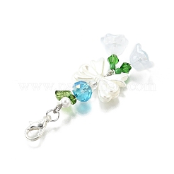 4Pcs Glass & ABS Imitation Pearl Pendant Decoration&nbsp;HJEW-TA00352