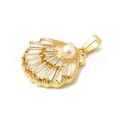 Brass Micro Pave Clear Cubic Zirconia Pendants&nbsp;KK-A296-18G