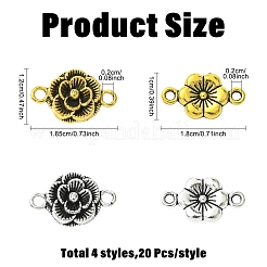 80Pcs 4 Styles Tibetan Style Links/Connectors&nbsp;TIBEB-YW0001-39