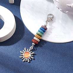 Sun Alloy & Cat Eye Pendant Decoration&nbsp;HJEW-JM01593-02