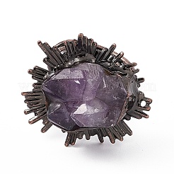 Irregular Natural Lavender Amethyst Cuff Rings&nbsp;RJEW-D077-09AB