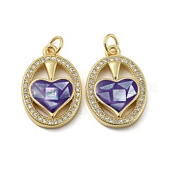 Brass Micro Pave Cubic Zirconia Pendants&nbsp;KK-H457-01G
