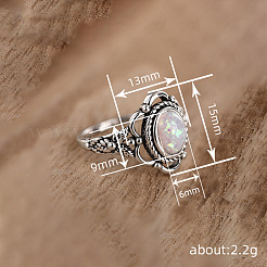 Alloy with Plastic Imitation Opal Finger Rings&nbsp;FS-WG4C942-03