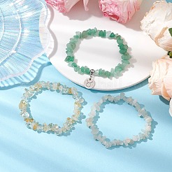 3Pcs 3 Styles Natural White Moonstone & Citrine & Green Aventurine Chips Stretch Bracelets Sets&nbsp;BJEW-JB11076-04