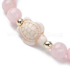 Tortoise Synthetic Turquoise & Natural Rose Quartz Stretch Bracelets for Women&nbsp;BJEW-JB10106-02