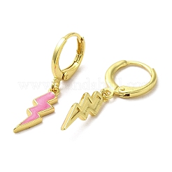 Lightning Bolt Real 18K Gold Plated Brass Dangle Leverback Earrings&nbsp;EJEW-L268-010G-02