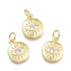 Brass Micro Pave Cubic Zirconia Pendants&nbsp;KK-P187-17-G