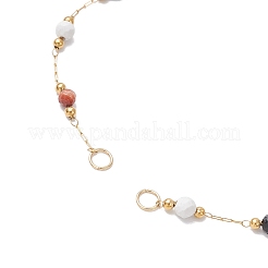 304 Stainless Steel & Faceted Round Gemstone Link Chain Bracelet Making&nbsp;AJEW-JB01346