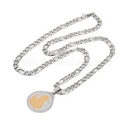 Teardrop with Father St. Benedict Pattern 201 Stainless Steel Pendant Necklaces for Men Women&nbsp;LS-NJEW-K283-19G