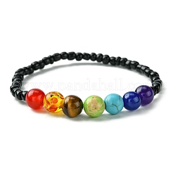 Natural & Synthetic Mixed Gemstone & Glass Seed Beaded Stretch Bracelet for Women&nbsp;BJEW-JB09658