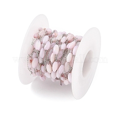 304 Stainless Steel & Dyed Shell Handmade Oval Beads Chain&nbsp;CHS-H028-05P-01