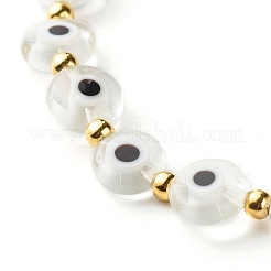 Handmade Evil Eye Lampwork Beads Stretch Bracelet&nbsp;BJEW-JB06864-01