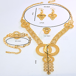 Elegant Alloy Hollow Round Bracelets & Earrings & Necklaces & Rings Sets for Women&nbsp;PV6964