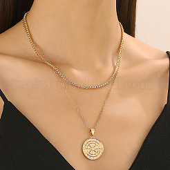 Compass Alloy Double Layer Pendant Necklaces for Women&nbsp;WH-WG93E93-01