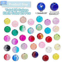 875Pcs 35 Colors Spray Painted Transparent Crackle Glass Beads&nbsp;CCG-PH0001-09