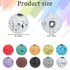 10 Strands 10 Colors Synthetic & Natural Lava Rock Beads Strands&nbsp;G-OC0005-04