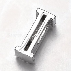 Platinum Plated Brass Micro Pave Cubic Zirconia Letter Slide Charms&nbsp;ZIRC-E015-04I